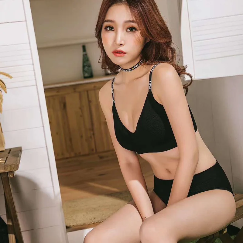 Sexy Women Bra Panties Set | Push Up Sports Bra Set | Letter Strap Seamless Active Bra | Women Lingerie Set | Fitness Top Underwear | Casual Bra | Panties | Women's Underwear | Padded Bra | Sport wear | All Season Underwear | Yoga Pants