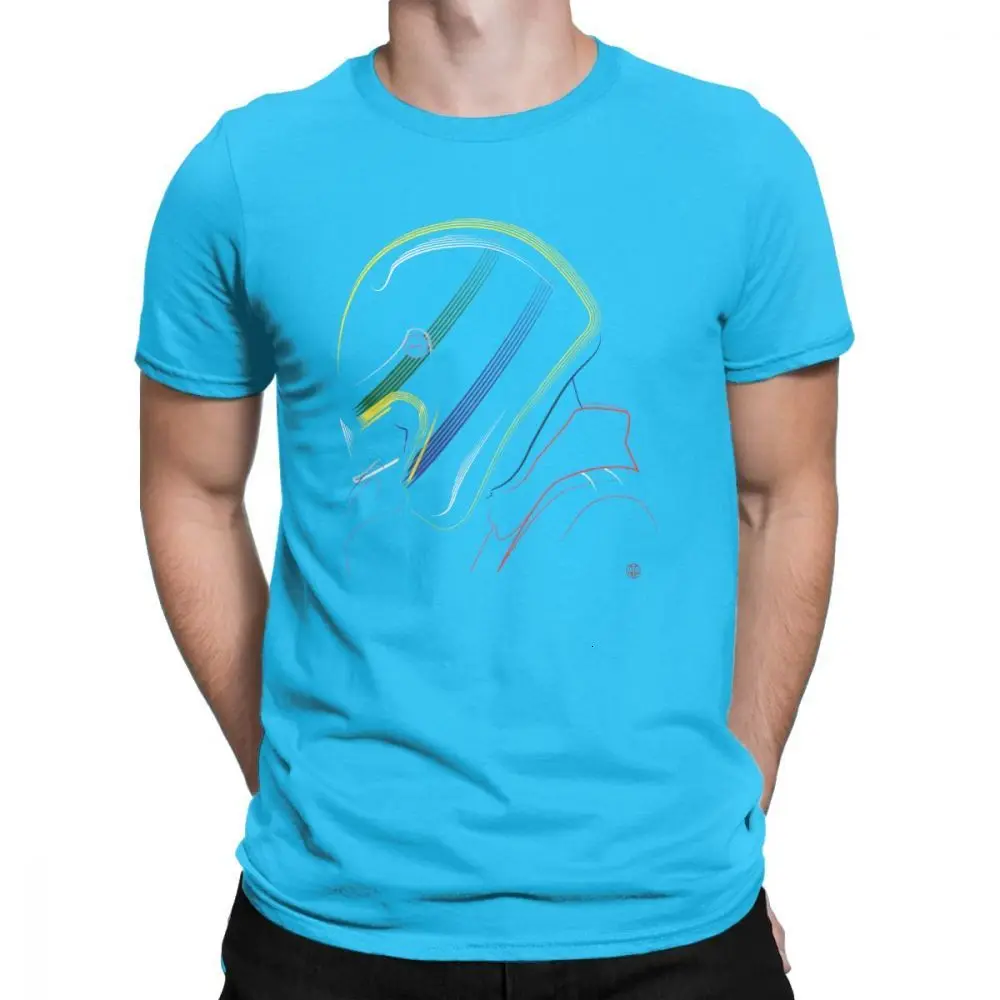 Mediumblue One yona Мужская футболка Ayrton Senna Helmet Awesome хлопковая футболка футболки с коротким рукавом Crewneck одежда идея подарка - Цвет: Mediumblue