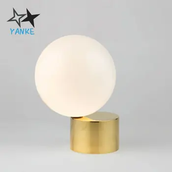 

Nordic style glass ball lampshade simple creative metal forged iron LED desk lamp bedroom study warm bedside lamp
