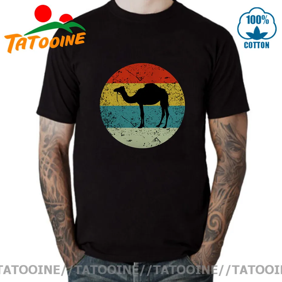 Tatooine The ship of the desert Funny T Shirt Men Distressed Vintage Camel Shirts Adult Retro Animal Print Lover T-Shirt | Мужская