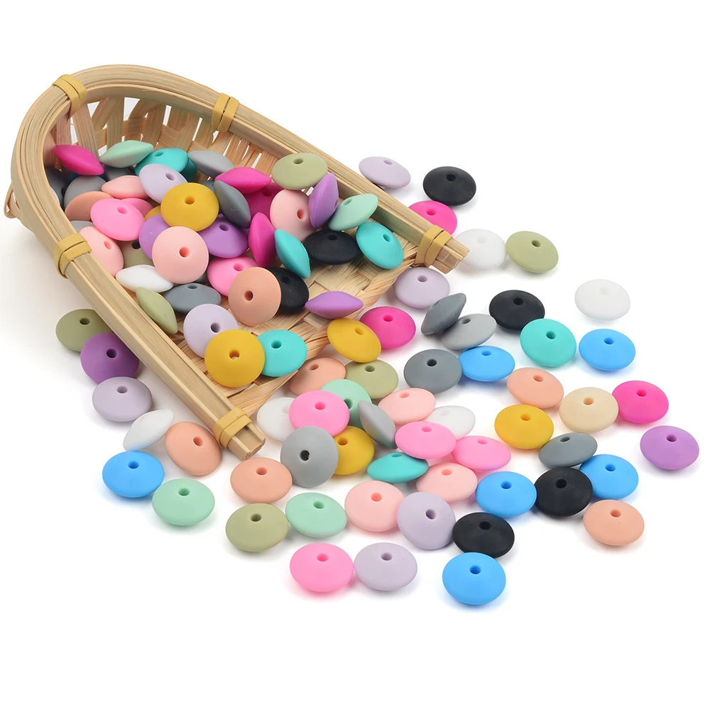 15MM 30pcs/lot Silicone lentil Beads Silicone BPA Free DIY Charms Newborn Nursing Accessory Teething Necklace Teething Toy
