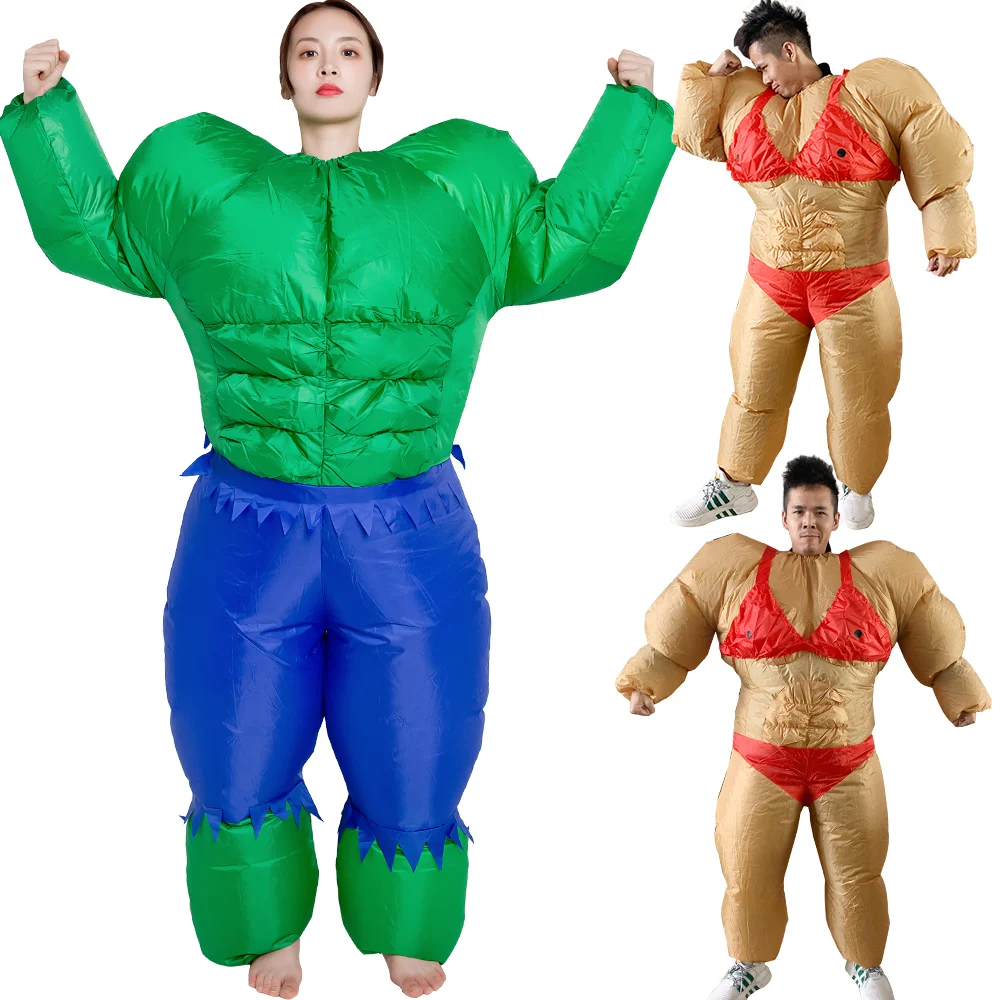 Bodybuilder Muscle Inflatable Costume Cosplay Funny Air Blow Up Suit
