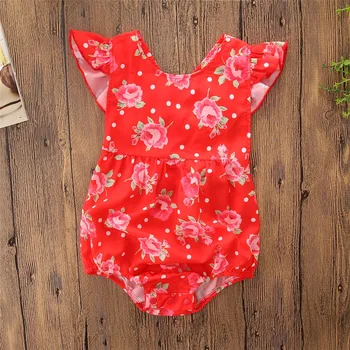 

Baby Girl Clothes 2020 Autumn Ins Baby One-piece Suit Casual Short-sleeved Rose Flower Short Climbing Hammock Bodysuit Baby