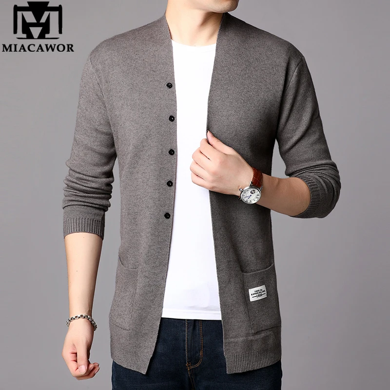 MIACAWOR, брендовый мужской свитер, осенний кардиган, Мужской Повседневный свитер, Приталенный джемпер, вязаные шерстяные свитера, мужская одежда Y208