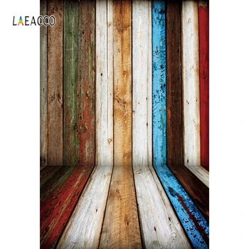 

Laeacco Gradient Colorful Wooden Boards Portrait Photography Backgrounds Customize Photographic Backdrops Props For Photo Studio