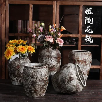 

Stoneware, Old Terracotta Pottery, Jingdezhen Pottery Vase, Hand Made Japanese Tea Room, Zen Mage Flower Pot