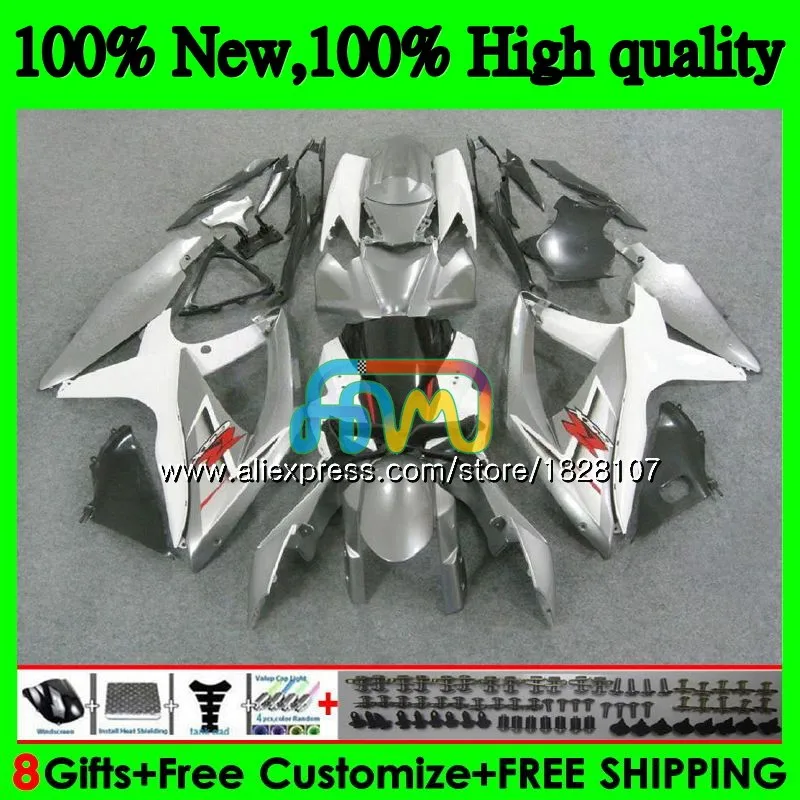 Комплект для SUZUKI GSXR 600 750 CC GSX R600 GSXR600 08 серый белый 09 10 38BS. 25 GSX-R600 GSXR-750 K8 GSXR750 2008 2009 2010 обтекатель - Цвет: No. 1
