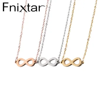 

Fnixtar Infinity Lucky 8 Pendant Necklaces Necklace Mirror Polished Stainless Steel Eternal Friendship Necklace 10Piece/lot