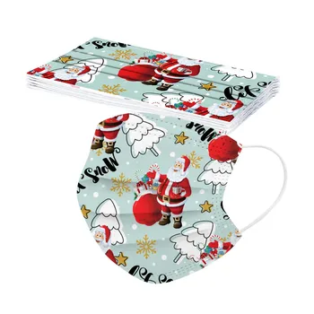 

10PC Adult's Disposable Masks Santa Claus Printing High Quality Mask 3Ply Earhook Breathable Outdoor Mask Proof Mondkapje