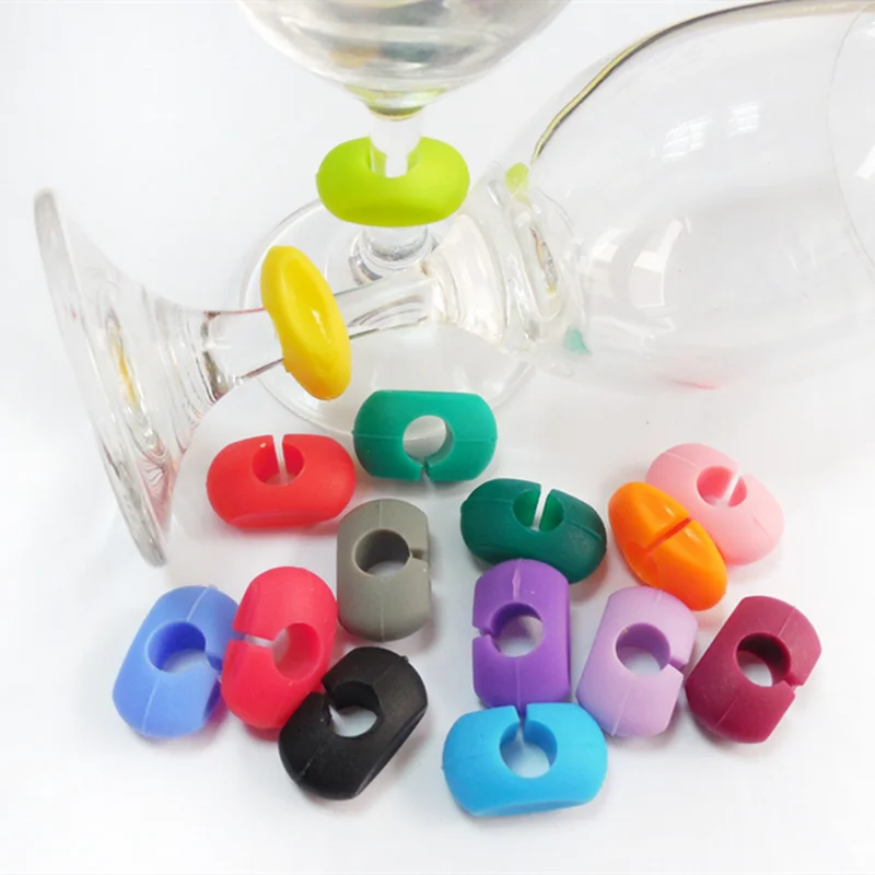 24Pcs Silicone Red Wine Glass Identification Marker Charm Shot Glass Cup Labels Tag Signs Party Food Drinks Bar Accessories Tool Wine Glass Accessories