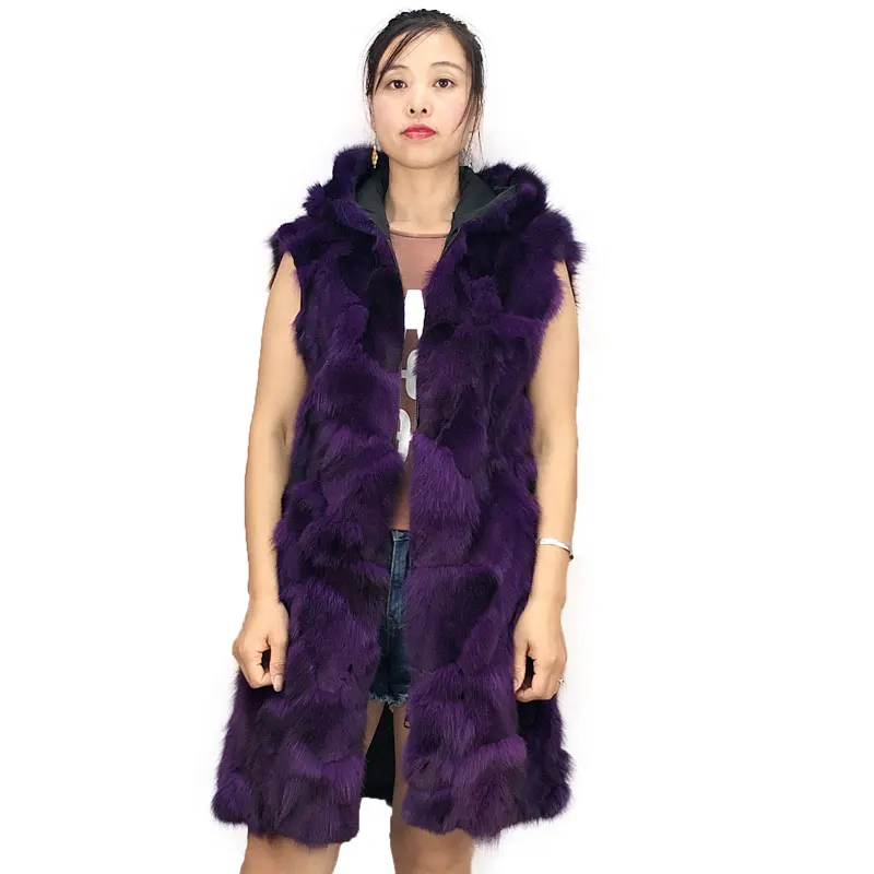 

Real fur vest Fox fur vest natural fur blue fox womens tops winter coat women 2019 QD.YISHANG