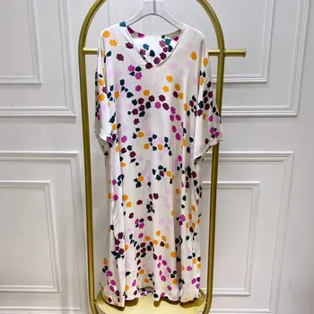 

Colorful Print Women Dress Loose V Neck Spring Summer Female Side Pocket Dresses