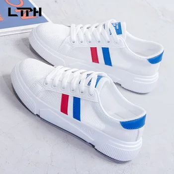 

LTPH 2020 Summer new arrival high quality white women shoes wild mesh breathable street beat Casual flat bottom Lace-Up sneakers