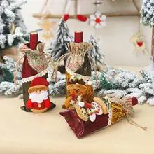 Санта-Клаус крышка бутылки вина рождественские подарочные сумки Рождественский упаковочный мешочек подарки Рождественские Новогодние украшения стола mesa posta natal# 3F
