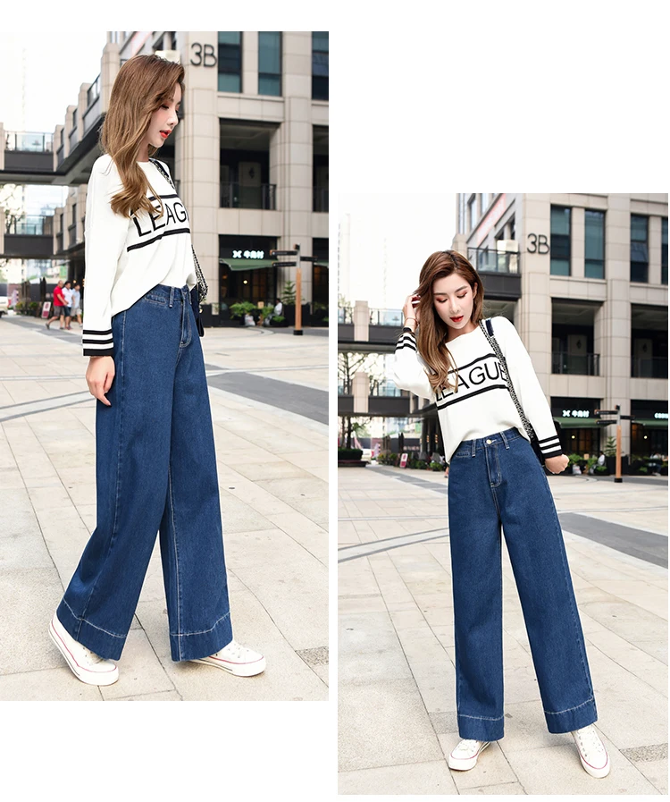 Vintage high waist jeans woman Full Length demin pants trousers Washed plus size jeans Straight blue fashion winter autumn new