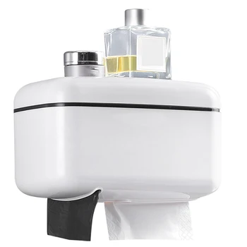 

Household Non Porous Tissue Box Toilet Bathroom Multifunctional Waterproof Tissue Box Suction Wall Storage Rack