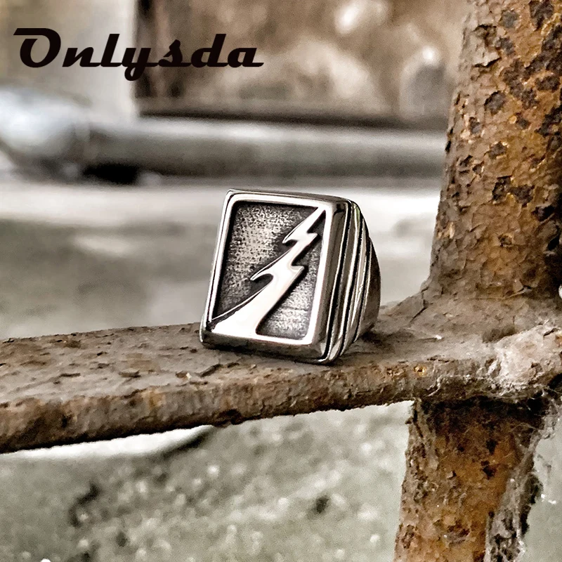 Onlysda Cool 316L Stainless Steel ring Vintage Man's Lightning Collection Classic Ring Engagement Jewelry Boyfriend Gift OSR560 - Image 3