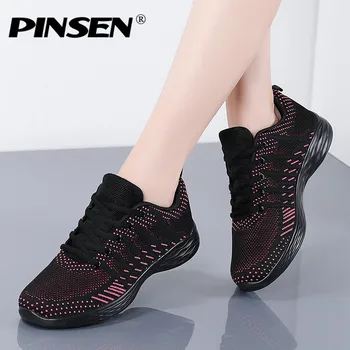 

PINSEN 2020 Fashion Sneakers Women Flats Shoes Breathable Mesh Summer Shoes Woman Lace-up Casual Ladies Shoes zapatillas mujer