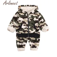 ARLONEET/камуфляжные пальто; теплое зимнее плотное пальто для маленьких мальчиков; хлопковые брюки на молнии; Верхняя одежда с капюшоном из 2 предметов; пальто для малышей; Верхняя одежда для мальчиков