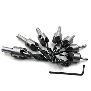 

7pcs/ 4pcs Countersunk Head Drilling Bit Set Woodworking Chamfer Countersunk Drill High Speed Steel Dril Bit 3-10mm/ 3-6mm