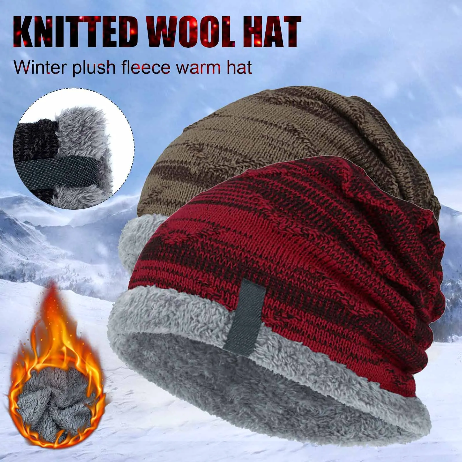 

Winter Beanies Slouchy Chunkys Warm Hat for Men Women Warm Soft Knitting Hats TY66