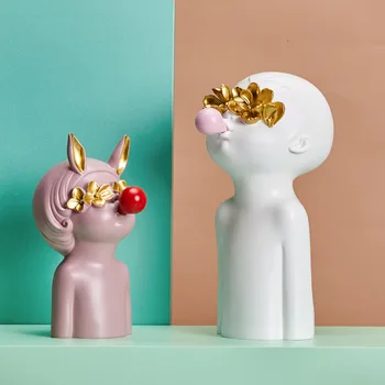 

NORDIC RESIN FIGURE STATUE DECORATION HOME DECORATION CREATIVE CUTE DOLL BLOWING BUBBLE ART STATUE LIVING ROOM DESK DECORATION
