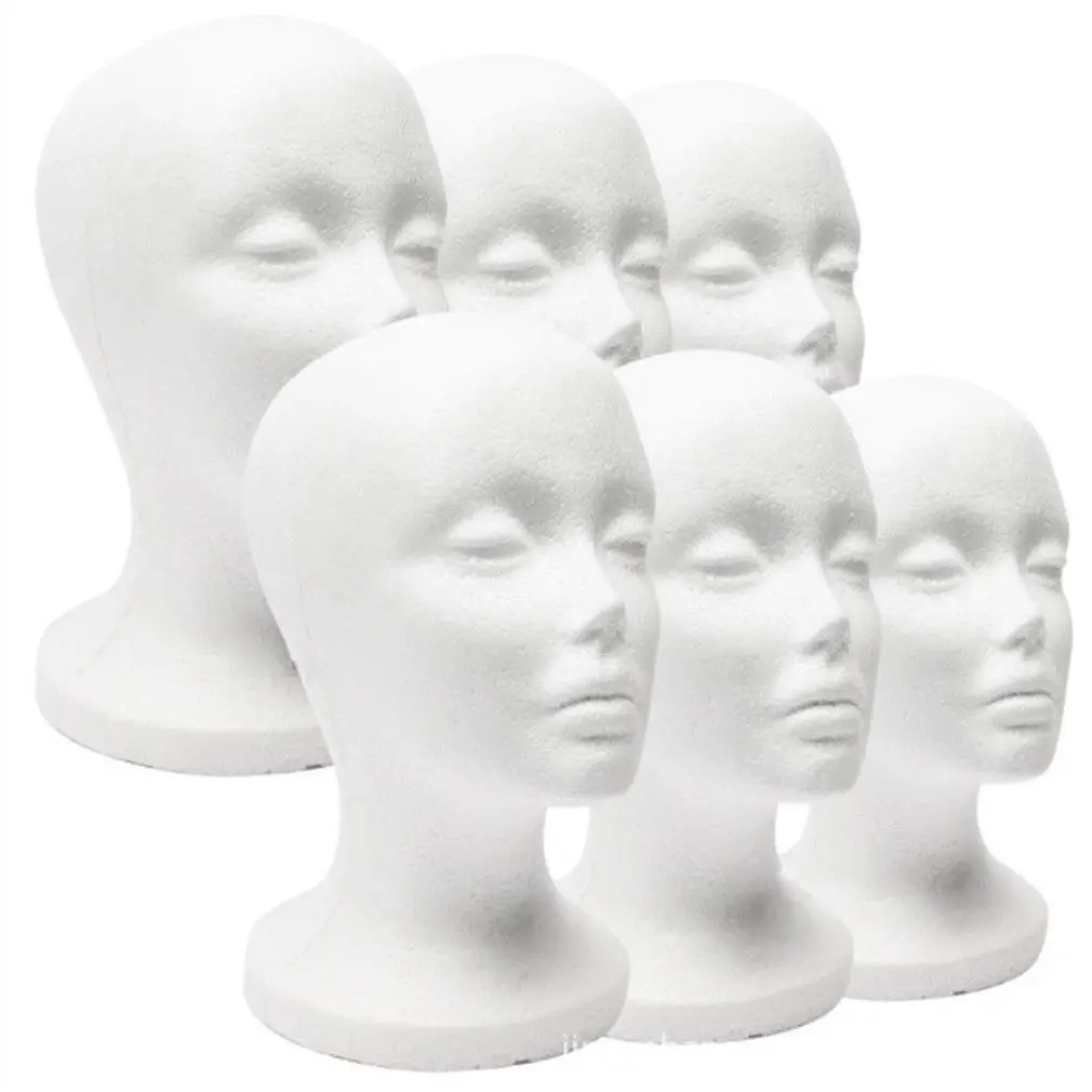 Details about   White Foam Female Mannequin Head Wigs Glasses Cap Display Holder Stand Model US 