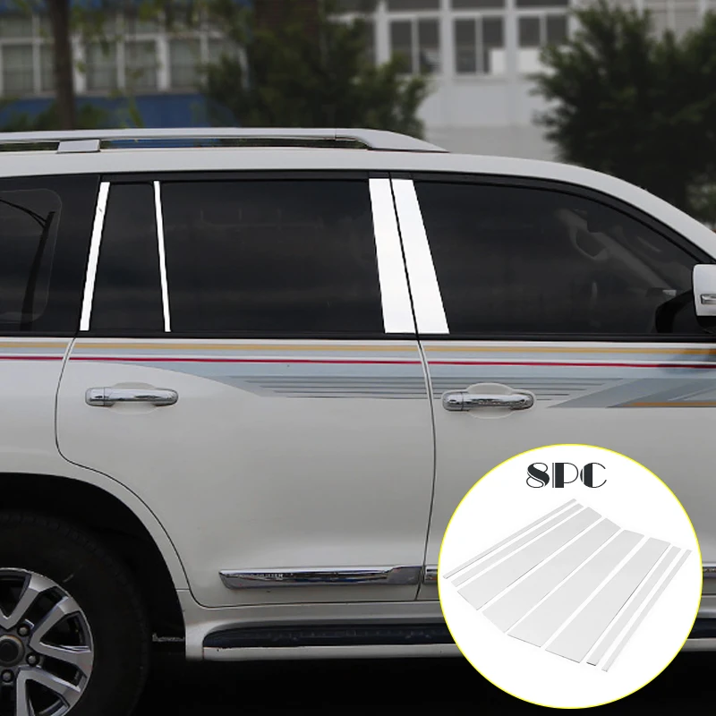 

For Toyota Land Cruiser LC200 2008~2020 Car Window Pillar Center Moulding Trim Cover Stainless Steel Window Column Trim Strip