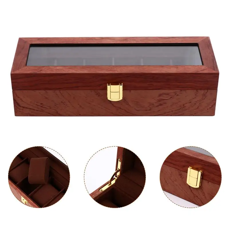 1Pc Wooden Watch Storage Box Eco-friendly Durable Practical Watch Case Box Display for Store Home Shopping Mall