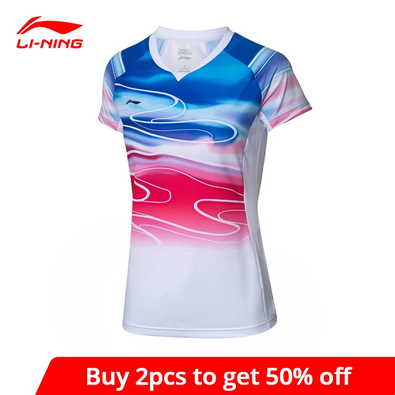 Женская футболка для бадминтона Li-Ning топ соревнований полиэстер спандекс на
