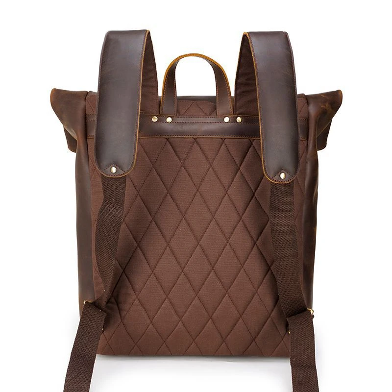 Crazy Horse Genuine Leather Backpack for Men 17" Laptop Daypack Large Capacity Male Travel Tote Bag Vintage School Shoulder Bag