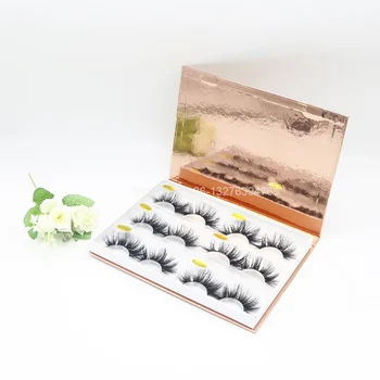 

Luxury Rose Gold Reflective Paper Lash Cases 6 Pairs Lashbox 25mm Crisscross Mink Eyelashes Custom Lashbox Packaging