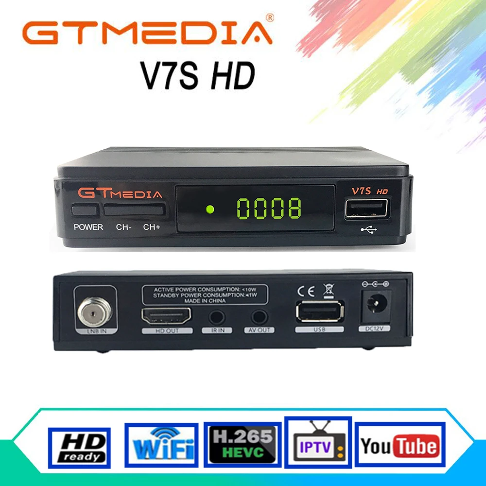 

Hot DVB-S2 GTMedia V7S HD Satellite Receiver FTA 1080p Super Decoder for Spain TV Box Receptor Youtube GT Media Freesat V7 cccam