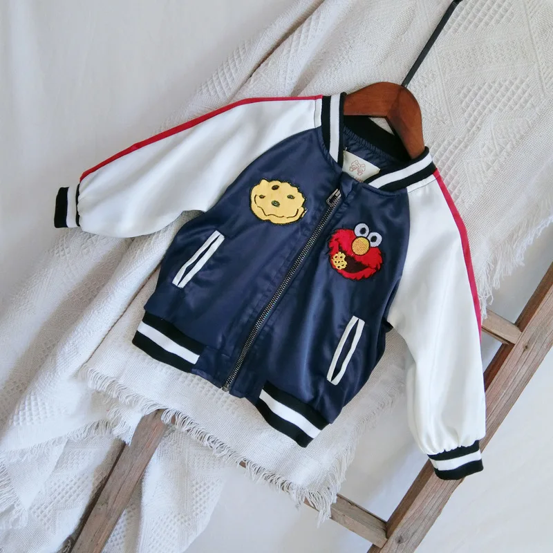 

2020 Spring Clothing New Style Kids' Coat BOY'S Girls Contrast Color Jacket Children Satin Crew Neck Baseball Uniform