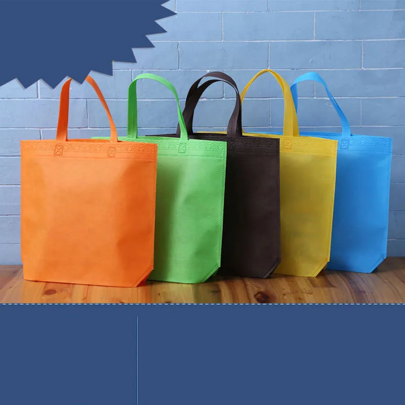 

10pcs non woven fabric shopping bags reusable bag promotional bags accept custom LOGO multi colours portable handbag with handle
