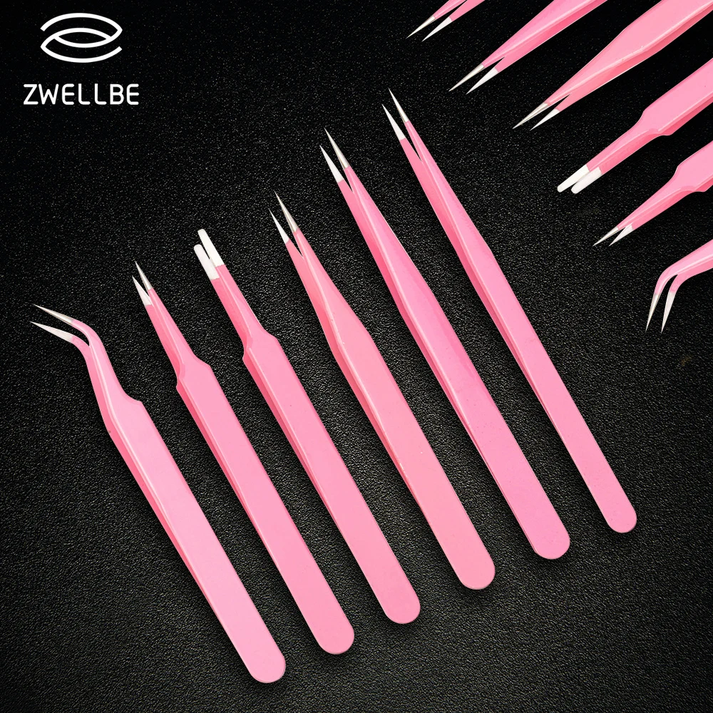 zwellbe Eyelash Extension Tweezers Stainless Steel Eye Lashes Pink Tweezers False Fake Eyelash Nipper Eyelash Extension Tools|eyelash extension tools|extension toolseye lashes - AliExpress