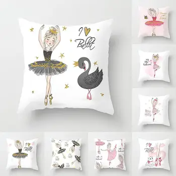 

Home textile products 45 * 45CM Pillow Case Ballet Dancing Girl Printed Pillow Case Square Decorative Pillow Case