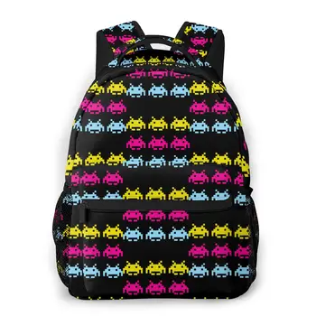 

CMYK INVADERS Backpack for Girls Boys Travel Rucksack Space Invaders Printing