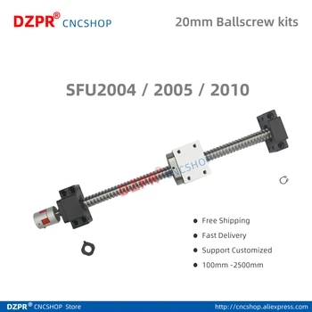 

20mm Ball screw CNC parts SFU2004 SFU2005 SFU2010 RM2004 RM2005 RM2010 Any length custom with BK15 BF15 end support Coupling