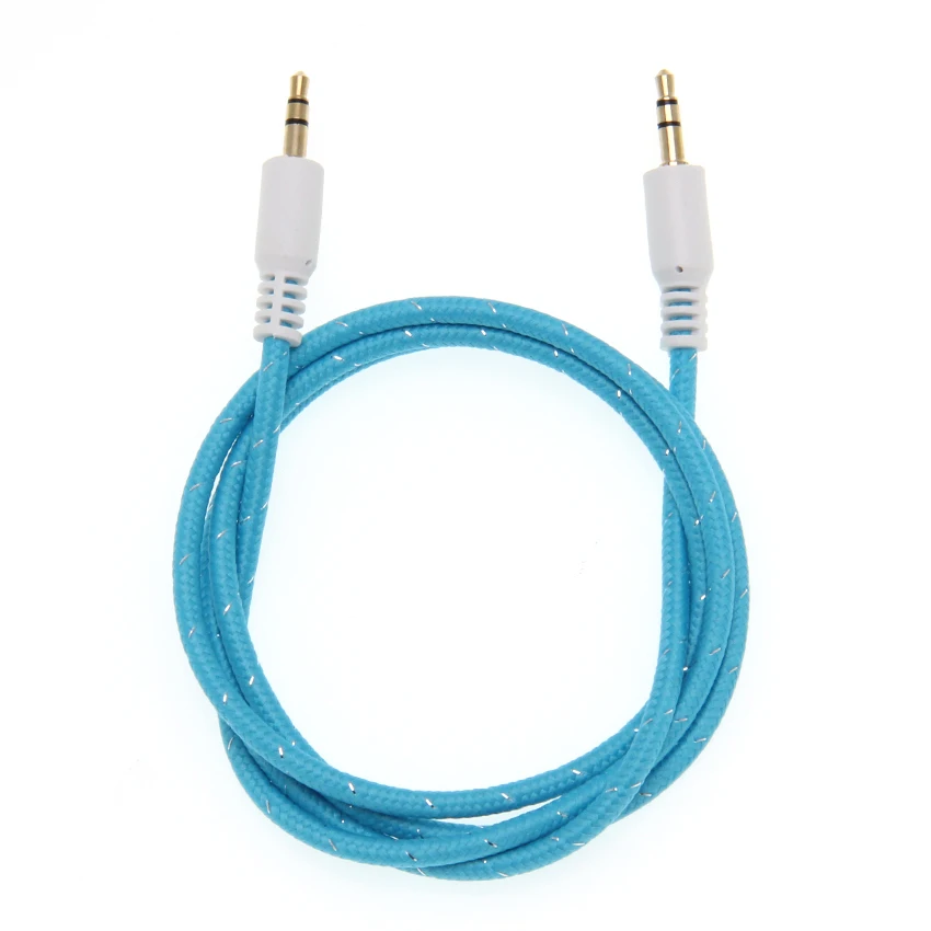 Braided Audio Auxiliary Cable 1m Nylon Aux Extension Male to Male Cord Jack for Samsung Mobile Phone Car PC Headphone Speaker