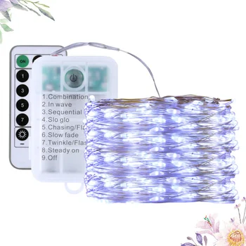 

Waterproof Star Lights Remote Control String Light Decor Party Copper Wire Lamp (White, 10m 100 Lamps, Battery Box Style, Remote