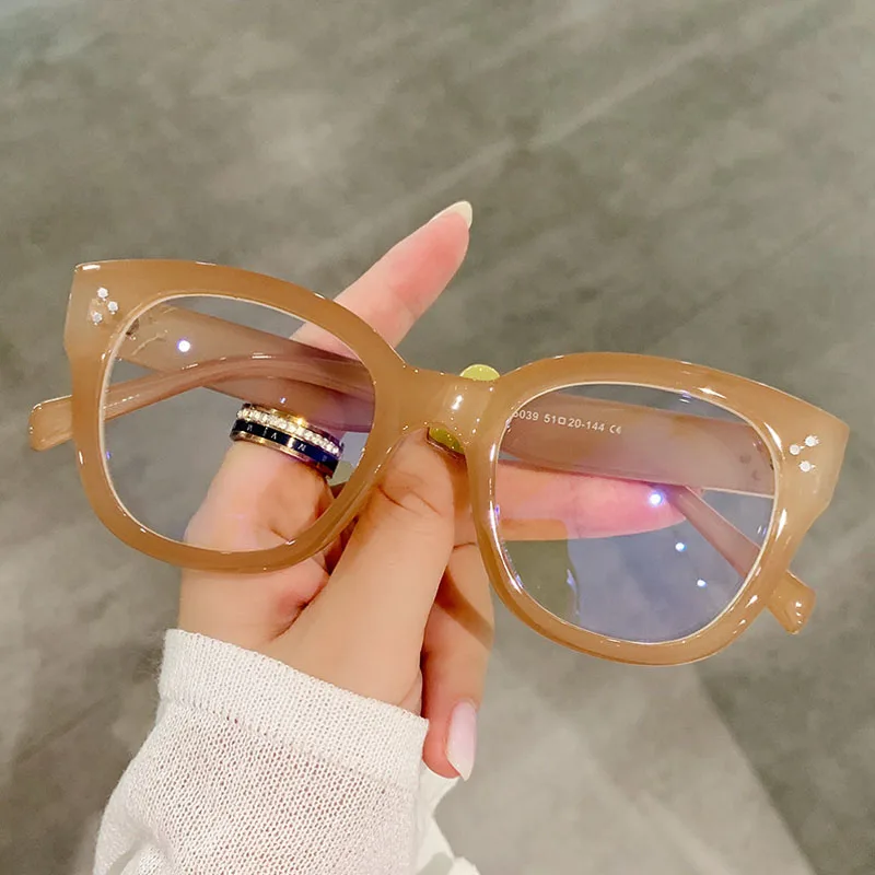 Fashion Glasses Women Vintage Square Eyeglasses Frame Resin Myopia Optical Eyewear Transparent Lens Comfort Light Spectacle blue light protection glasses