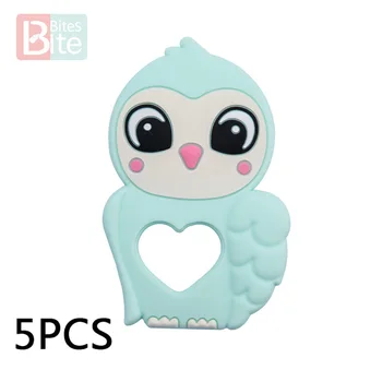 

Bite Bites 5PCS Silicone Teether Teething Toys Glove Rodent Owl Teether Baby Toys Food Grade Silicone Beads Teething for Baby