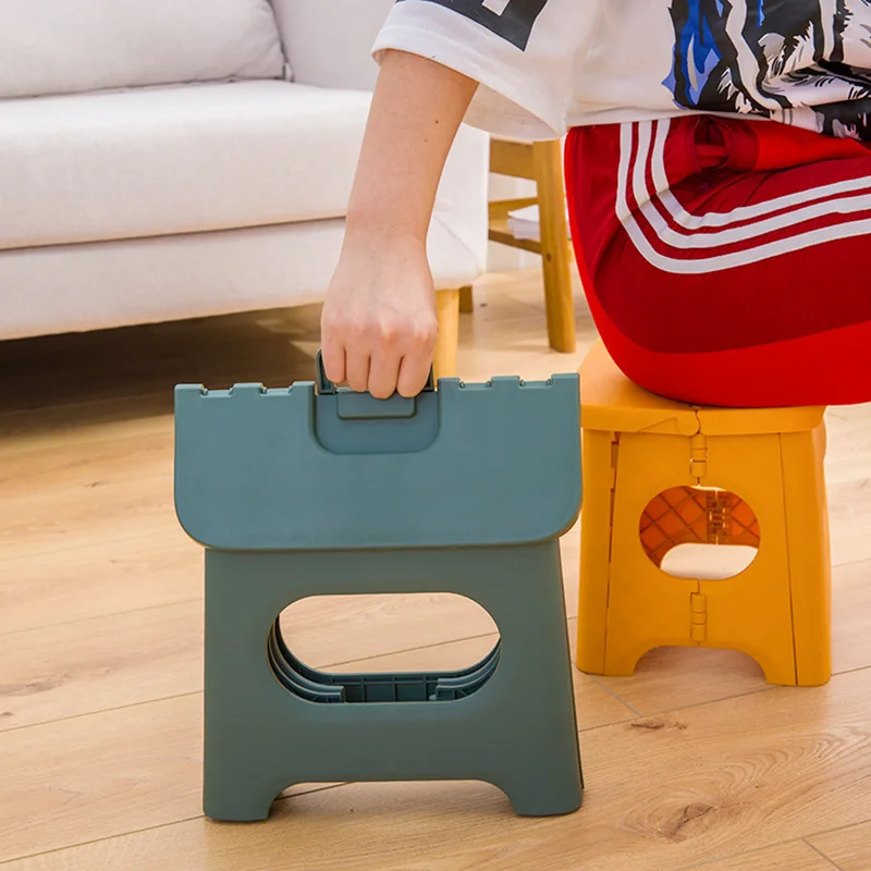 

Portable Folding Stool Home Travel Foldable Solid Color Small Stool Bathroom Children Folding Stool Multifunction Outdoor Tool