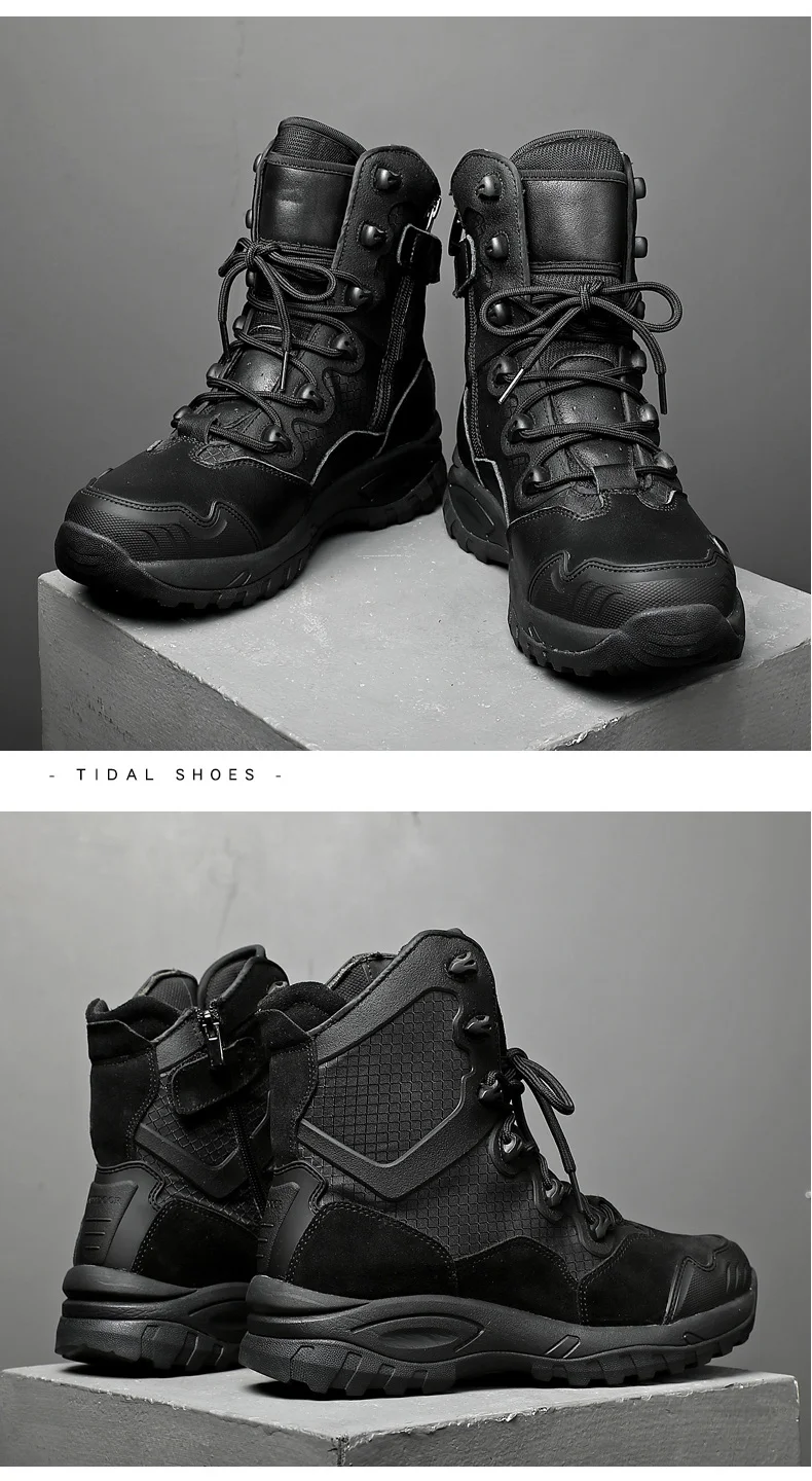 Мужские профессиональные армейские военные ботинки из натуральной кожи; цвет черный, коричневый; Уличная обувь для пустыни; мужская обувь с высоким берцем; защитная обувь из кожи