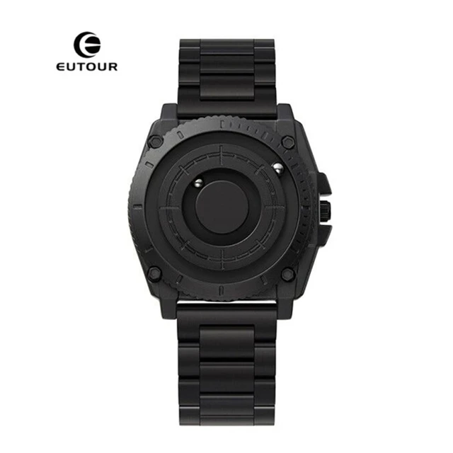 Dropshipping EUTOUR Black Metal Magnetic Watch Men Sports Quartz Men's  Fashion Watch Waterproof Mens Wristwatch Male Clock 2021