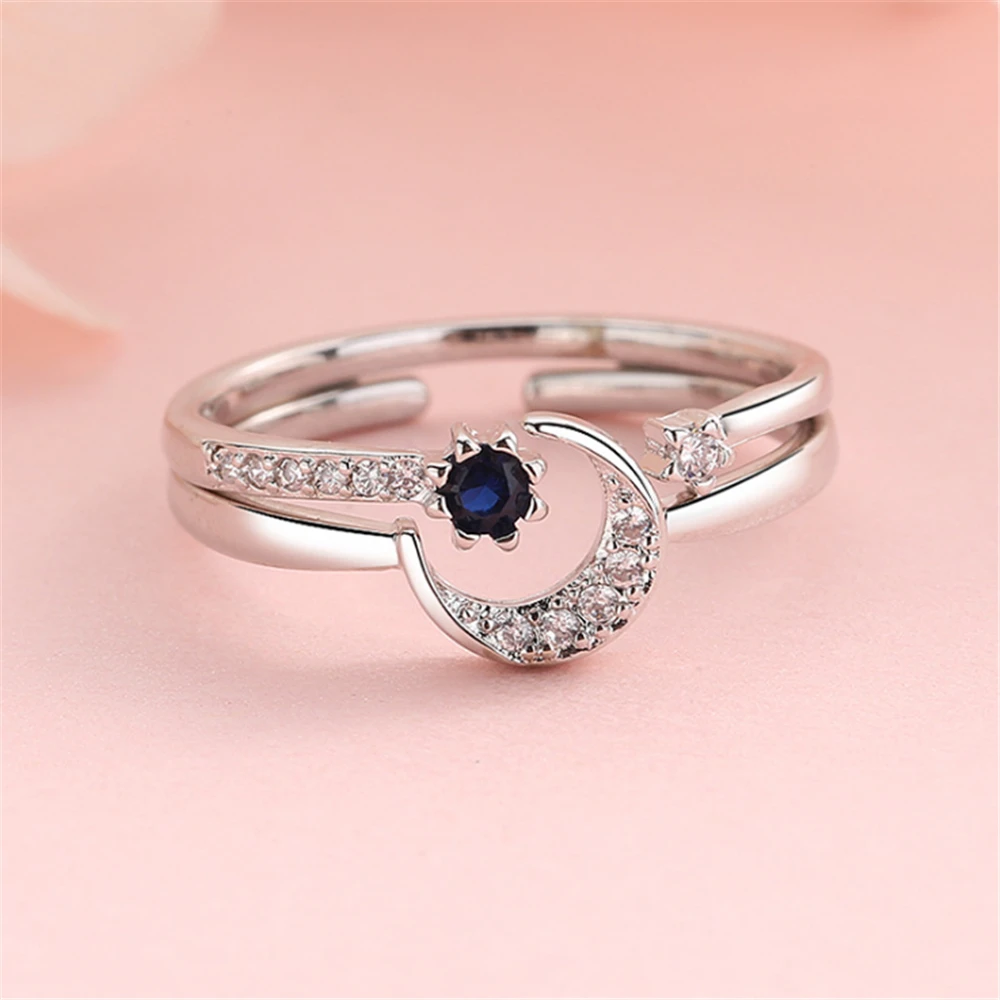 Новое поступление, набор серебряных колец 925 Love Moon с синими ...