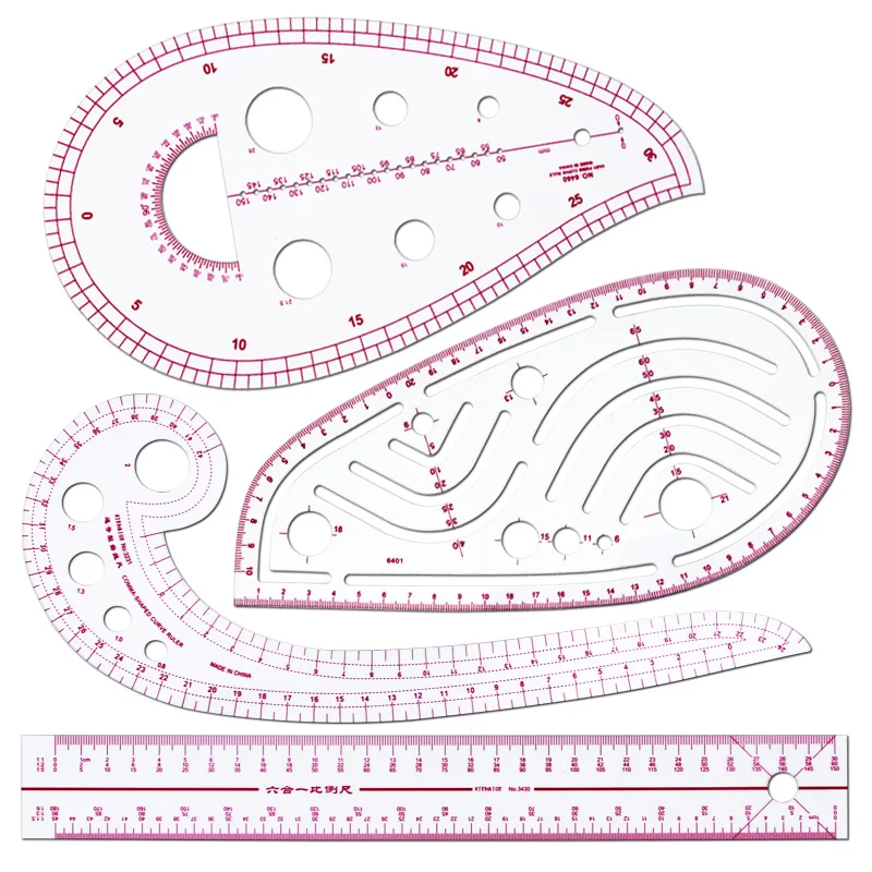 Tailor Measuring Ruler Kit 4pcs Set Tailor Measuring Ruler Kit DIY Tailor Patterns Sewing Drawing Quilting Tools Clothing Patchwork Cutting Curve Craft