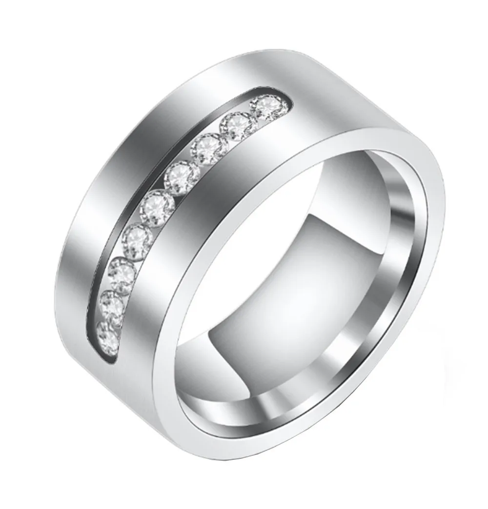 Princess Cut Cubic Zirconia Classic Wedding Rings for Women Men Stainless Steel Couple Band Anniversary Personalized Lovers Gift - Цвет основного камня: Man
