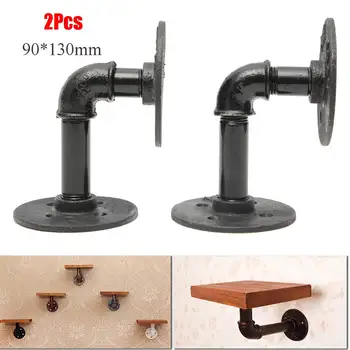 

2Pcs/set Vintage Retro Black Iron Industrial Pipe Shelf Bracket Mounting Bracket Holder Storage Holders Racks DIY Home Decor
